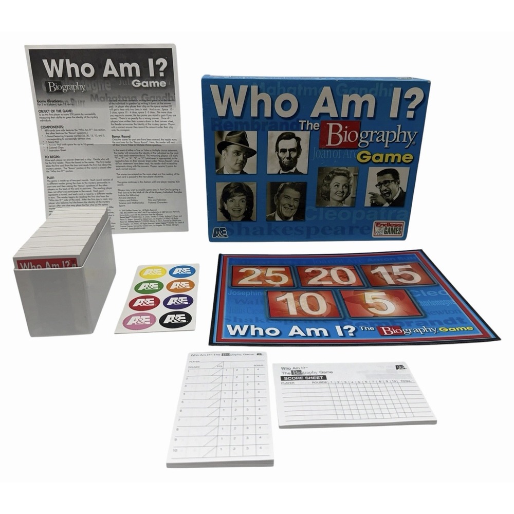 A&E Who Am I? The Biography Game Endless Games Complete 2000 Family Trivia